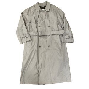 London Fog Trench Coat Mens 44R Tan Belted Double Breasted Long Jacket Winter